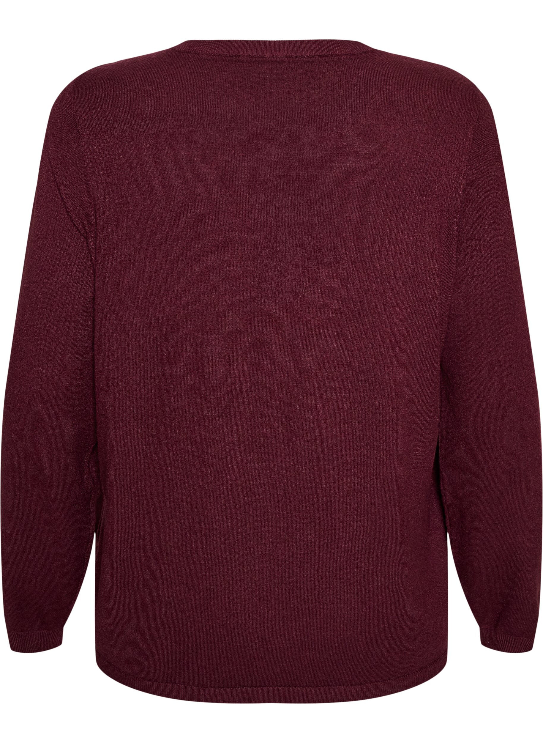 ZizziCardigan med runde knapper, R&oslash;d, Packshot image number 1