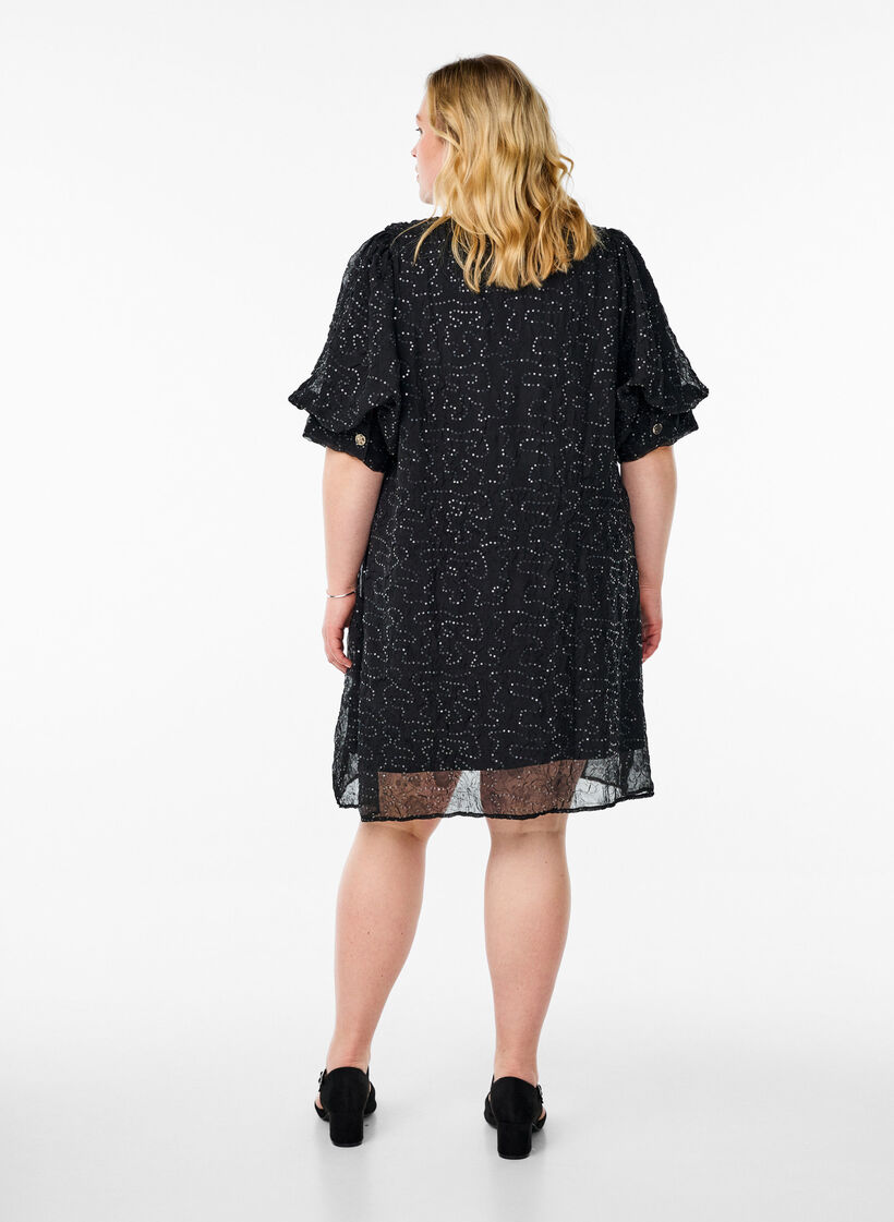 Kort festkjole med pailletter, Sort, Model image number 2