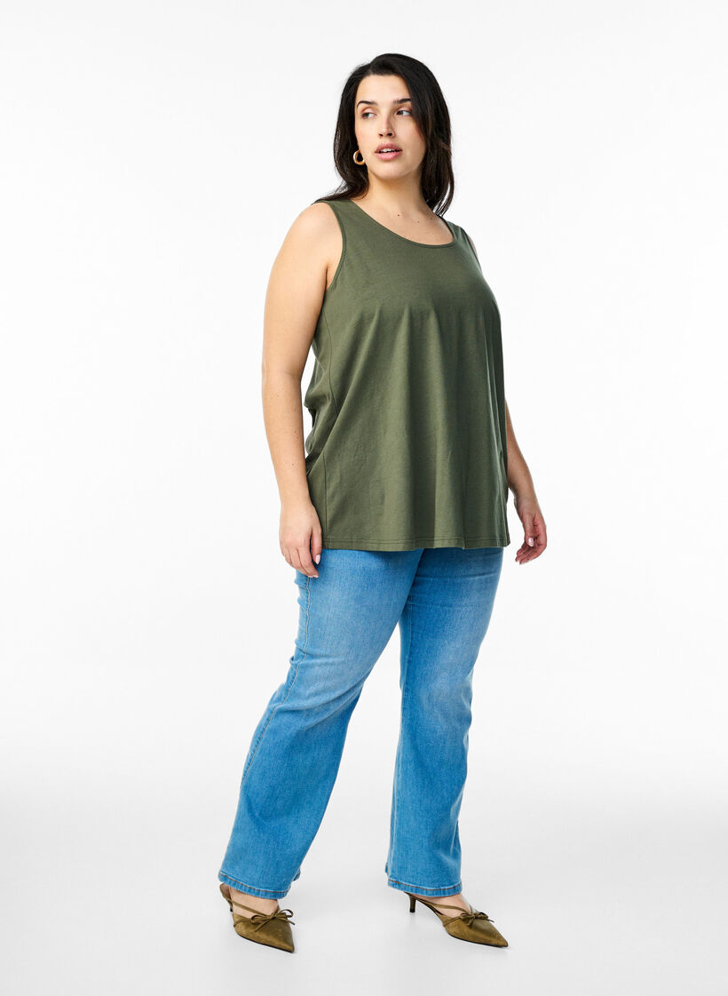 Bomuldstop med a-form, Grøn, Model image number 1