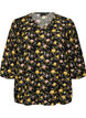 Viskosebluse med m&oslash;nster og 3/4-&aelig;rmer, Sort, Packshot image number 0
