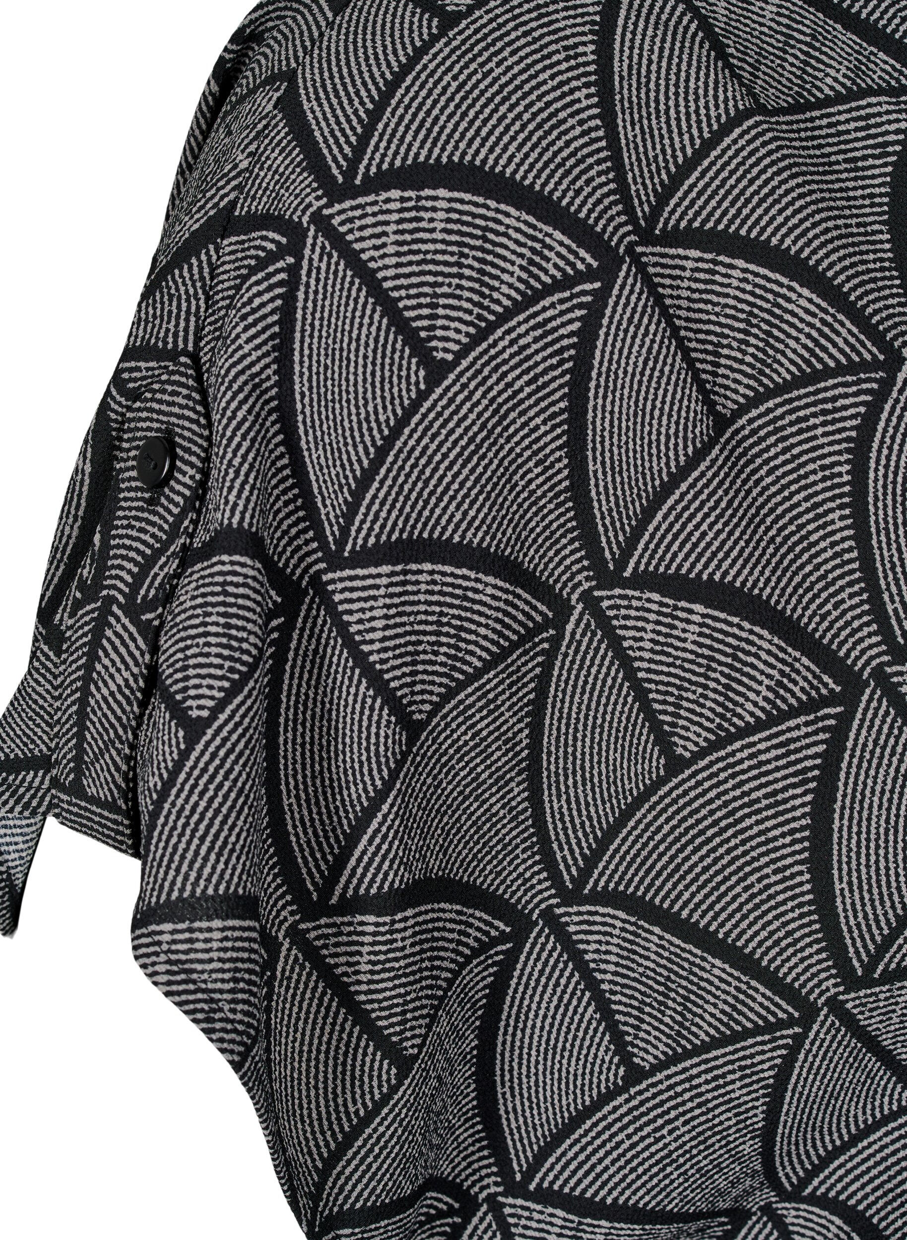 Zizzi Kort&aelig;rmet bluse med print, Black Grey Graphic , Packshot image number 4