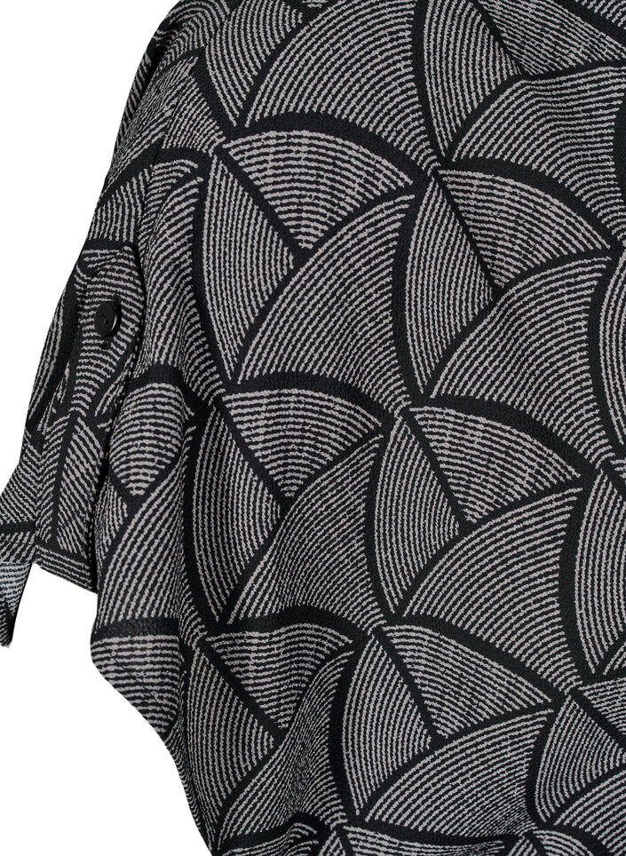 Kortærmet bluse med print, Black Grey Graphic , Packshot image number 4