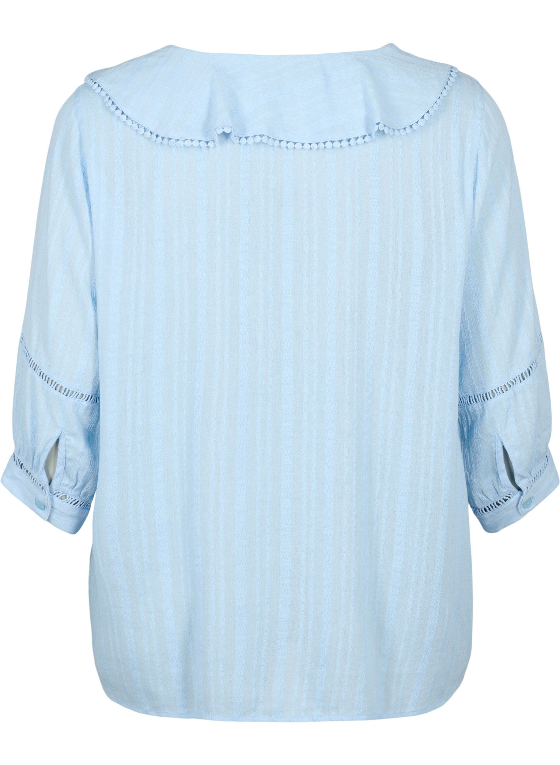 Zizzi Bluse i bomulds-viskose mix med 3/4 &aelig;rmer, Chambray Blue, Packshot image number 1