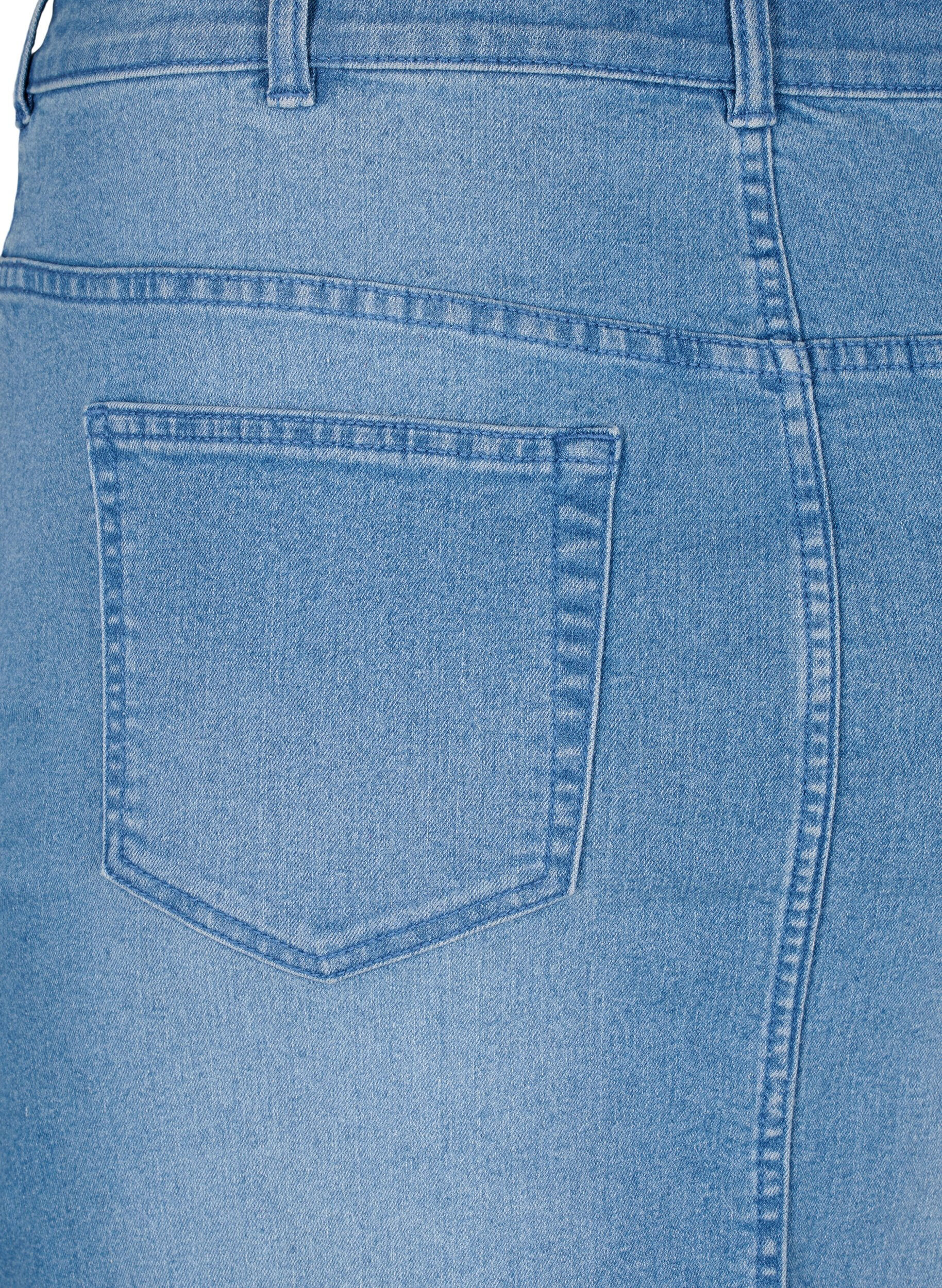 Zizzi FLASH - T&aelig;tsiddende denim nederdel, Bl&aring;, Packshot image number 3