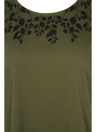 Bomulds t-shirt med printdetaljer, Ivy Green Mel Leaf, Packshot image number 2