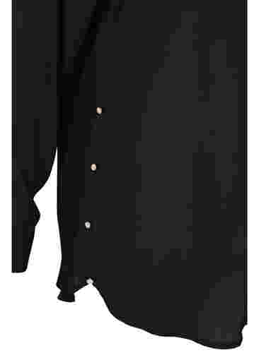 Langærmet skjorte med flæsekrave, Black, Packshot image number 3