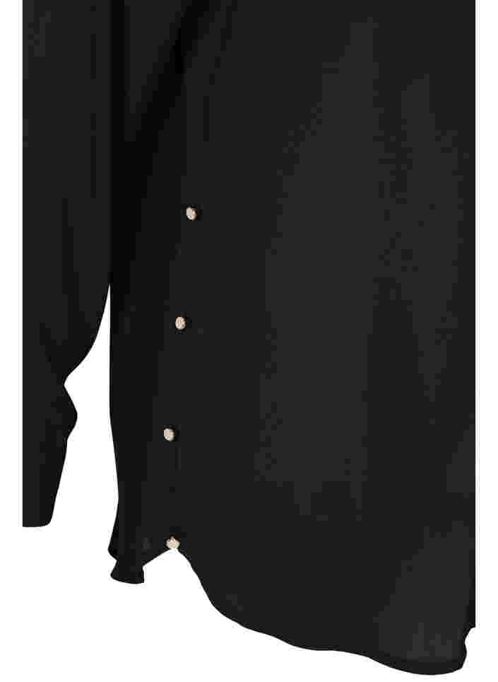 Langærmet skjorte med flæsekrave, Black, Packshot image number 3