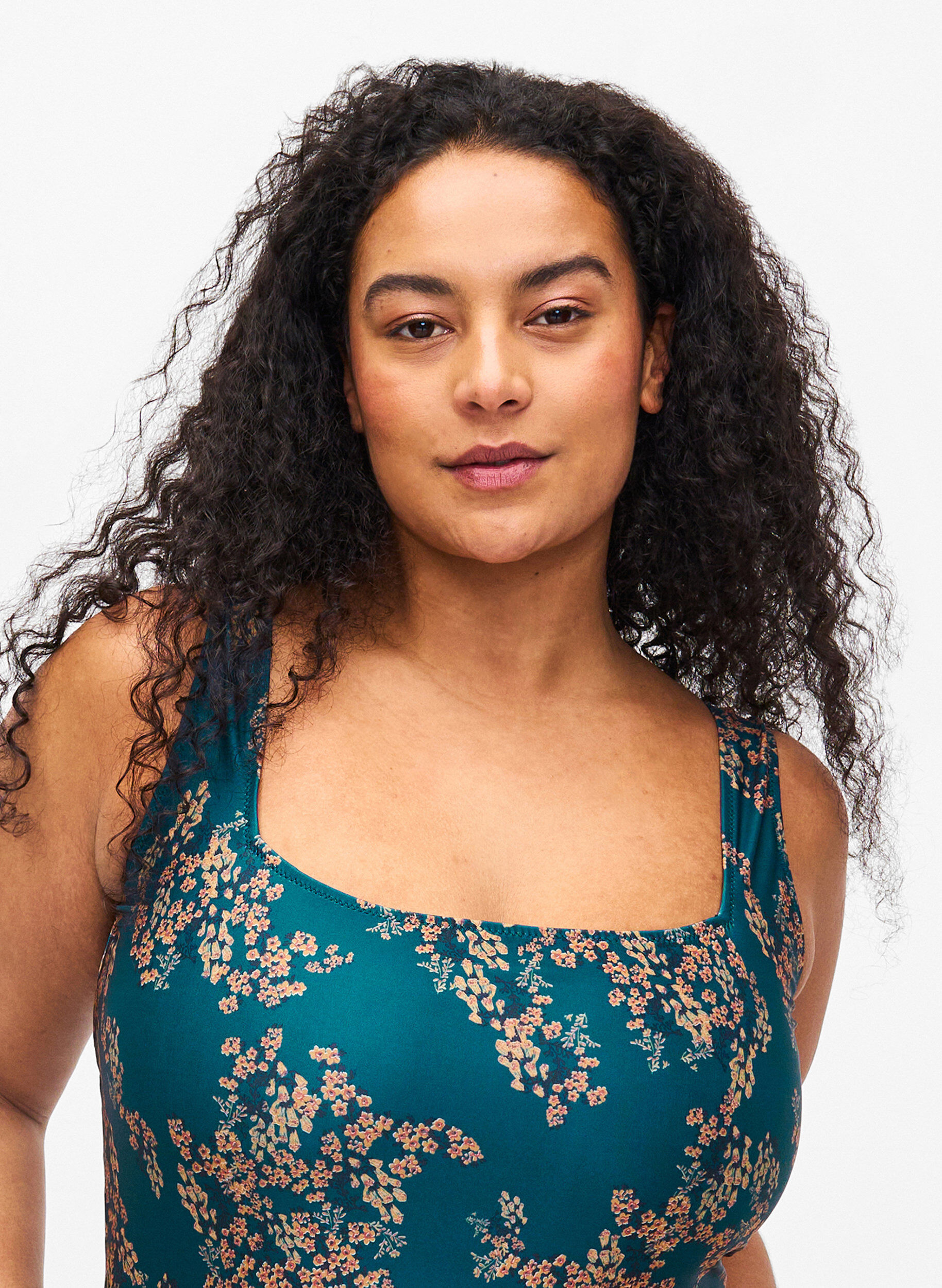 Zizzi Badedragt med blomsterprint, Zebra Flower, Model image number 2