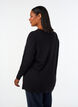 Strikbluse i bomulds-viskosemix, Sort, Model image number 2