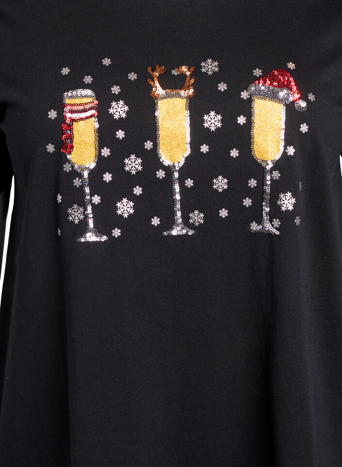 Jule t-shirt i &oslash;kologisk bomuld, Sort, Packshot image number 2