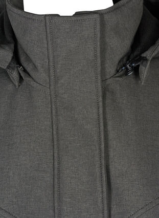 Lang softshell jakke med hætte, Dark Grey Melange, Packshot image number 2