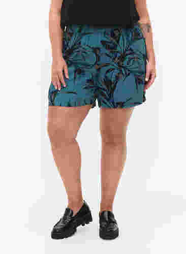 Løstsiddende shorts i viskose, Sea Pine Leaf, Model image number 1