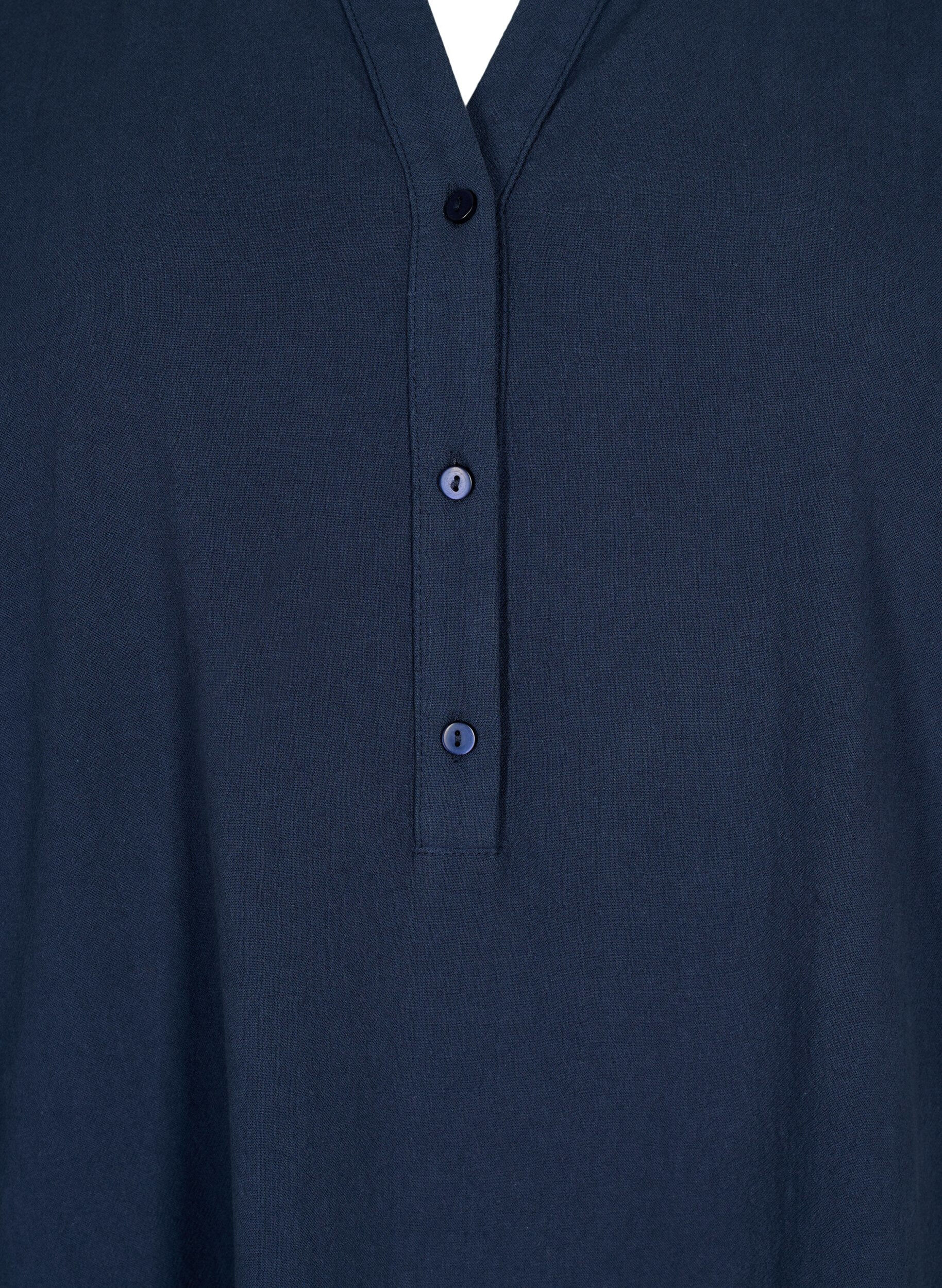 Zizzi FLASH - Kort&aelig;rmet midikjole i bomuld, Navy Blazer, Packshot image number 2