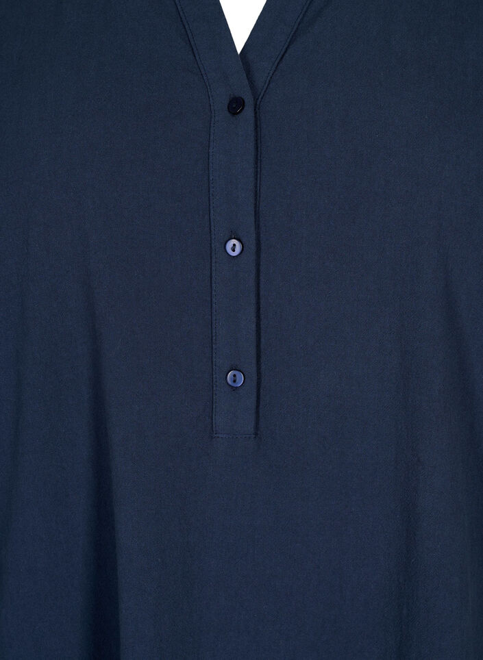 FLASH - Kortærmet midikjole i bomuld, Navy Blazer, Packshot image number 2