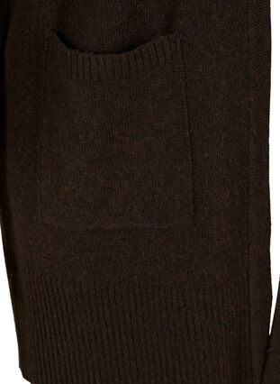 Meleret strik cardigan med lommer, Coffee Bean Mel., Packshot image number 3