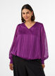 Bluse med stribem&oslash;nster og ballonform, Lilla, Model image number 0
