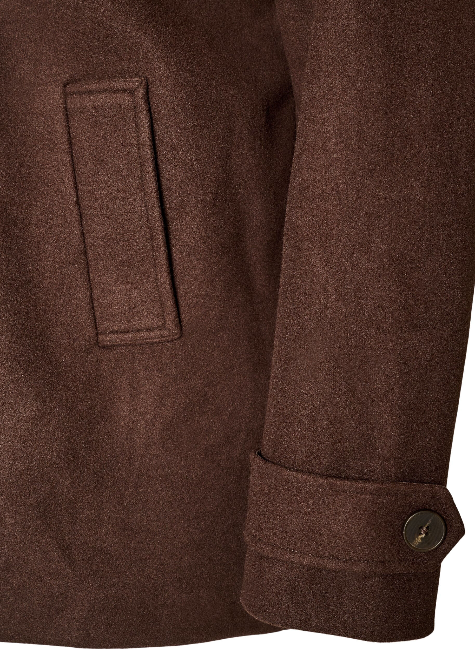 ZizziKort frakke med dobbeltradet knaplukning, Brun, Packshot image number 3