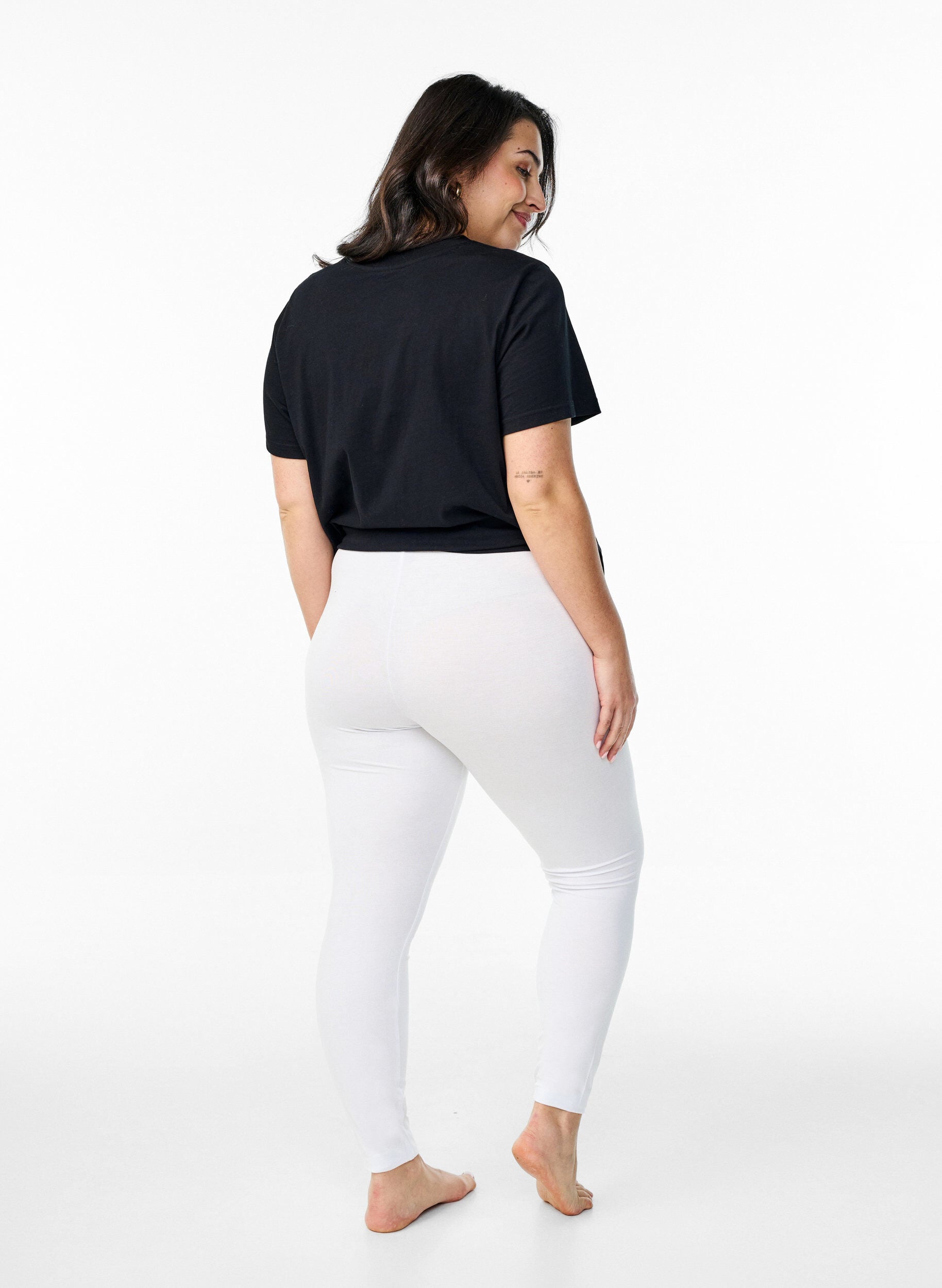 ZizziBasis leggings i viskose, Hvid, Model image number 2