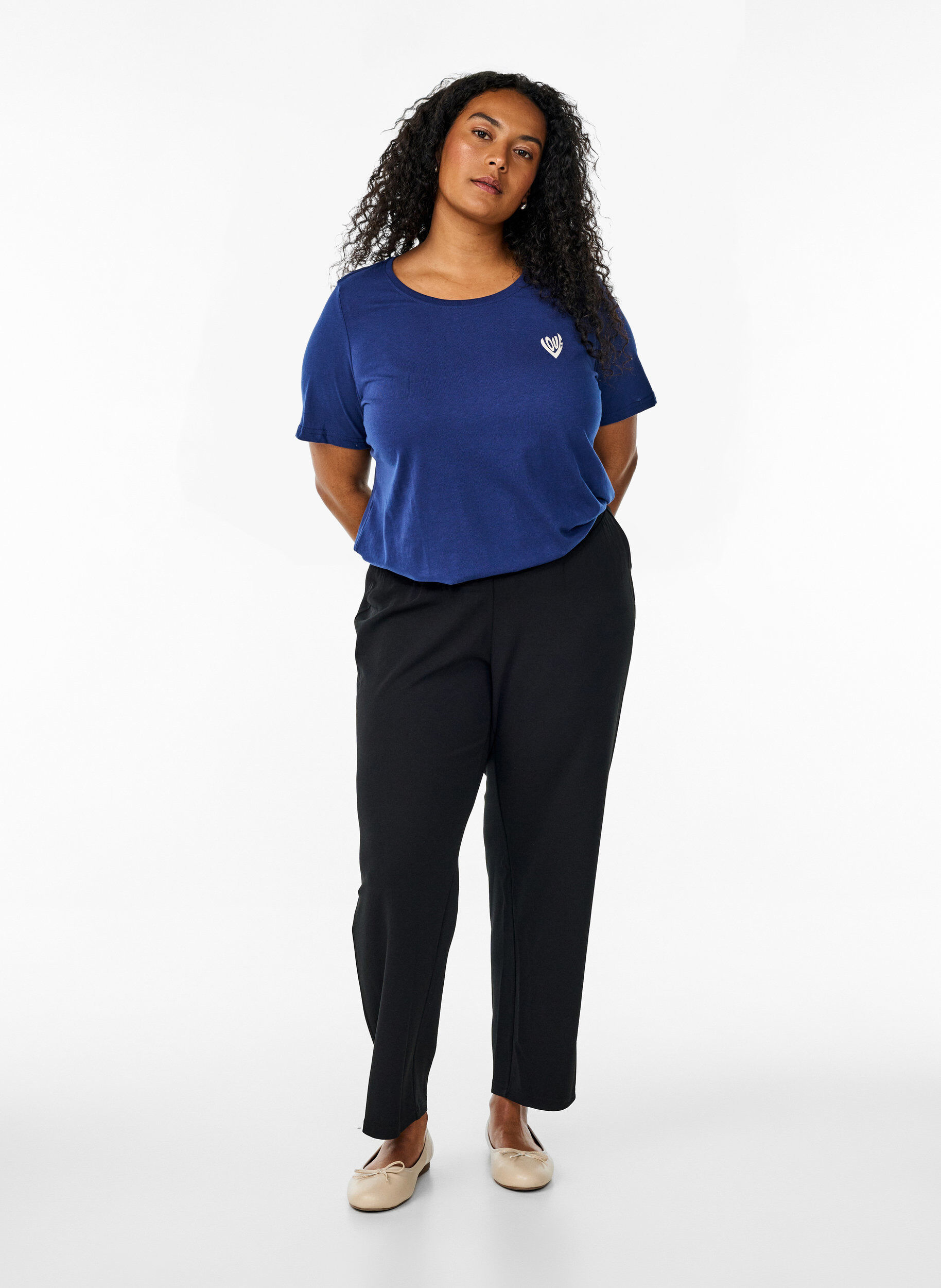 Zizzi FLASH - T-shirt med motiv, Bl&aring;, Model image number 1