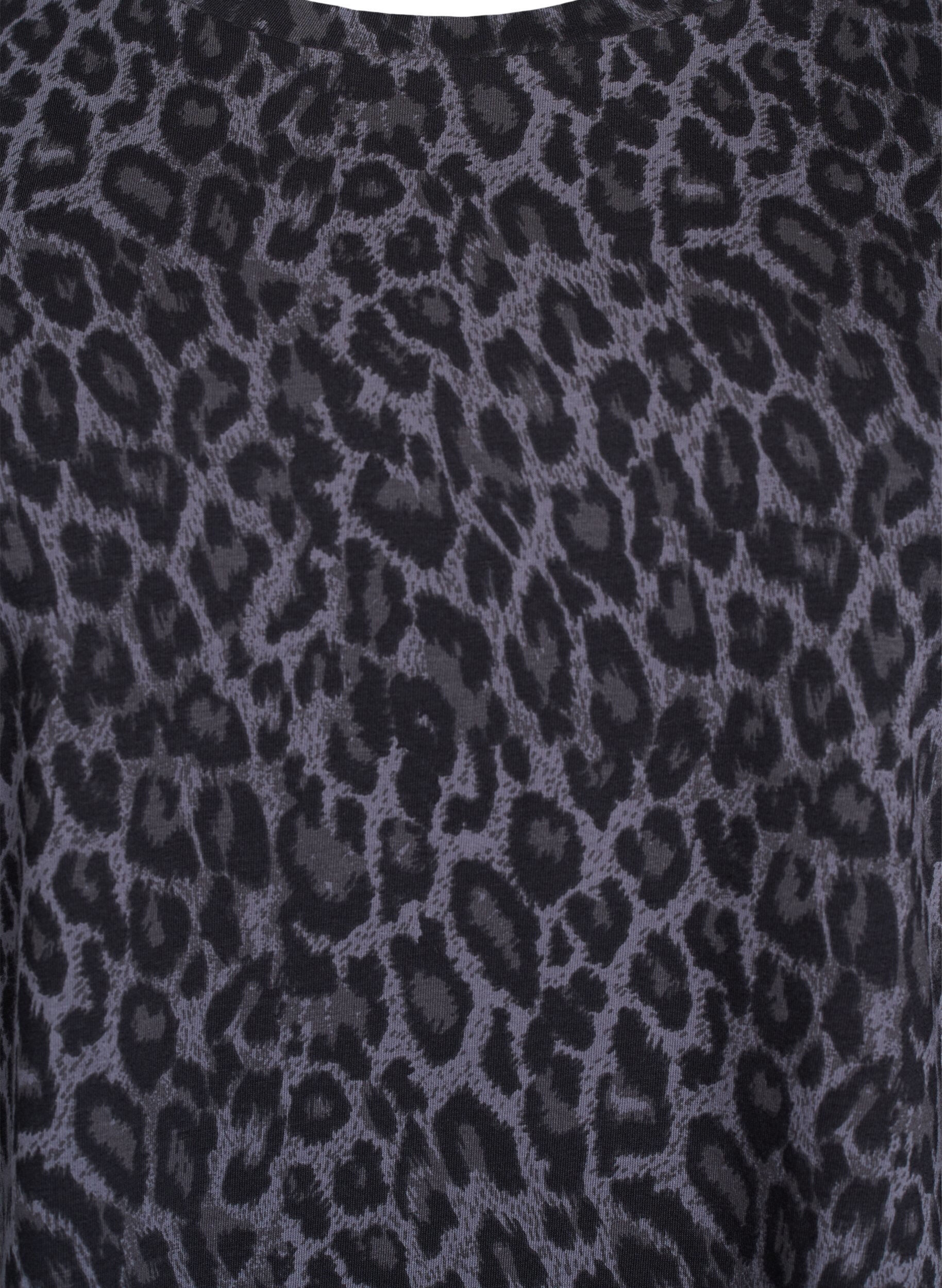 Zizzi T-shirt med rund hals og all-over print, Gr&aring;, Packshot image number 2