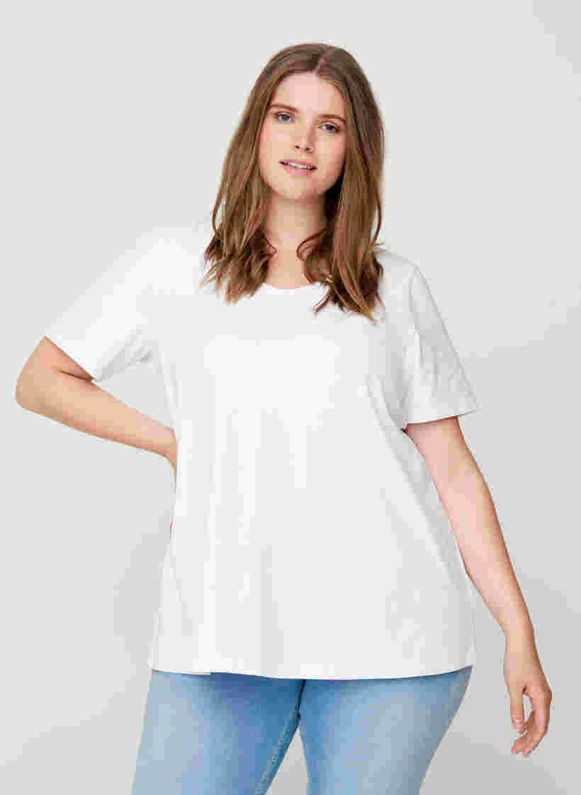 Basis t-shirt med v-hals, Bright White, Model