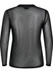 Ensfarvet mesh bluse, Sort, Packshot image number 1
