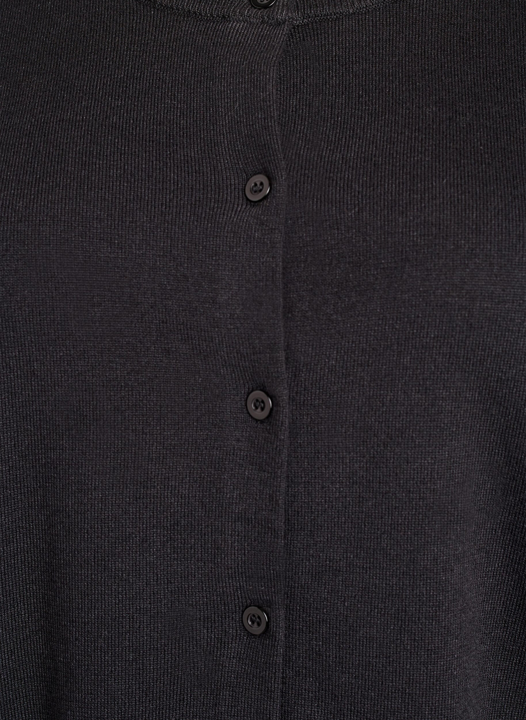 ZizziFinstrikket cardigan med rund hals, Sort, Packshot image number 2