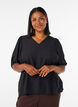 Viskosebluse med V-udsk&aelig;ring, Sort, Model image number 0