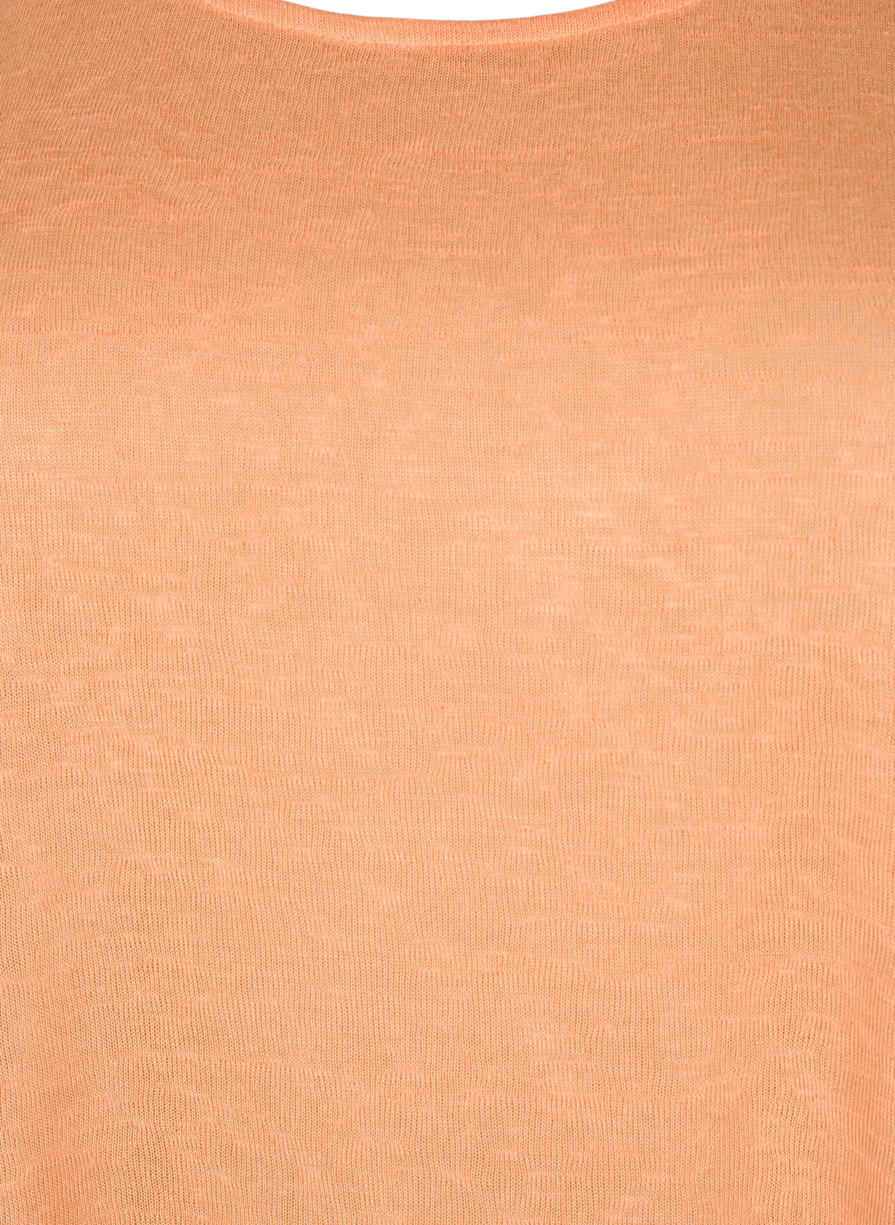 Zizzi Top med struktur og rund hals, Mock Orange, Packshot image number 2