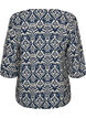 Viskosebluse med m&oslash;nster og 3/4-&aelig;rmer, Bl&aring;, Packshot image number 1