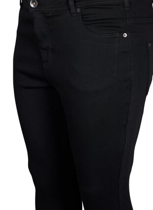 Cropped Amy jeans med lynlås, Black denim, Packshot image number 2