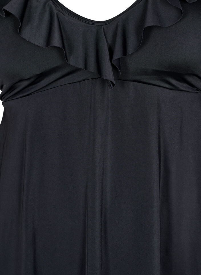 Badekjole med flæser og udtagelige indlæg, Sort, Packshot image number 2