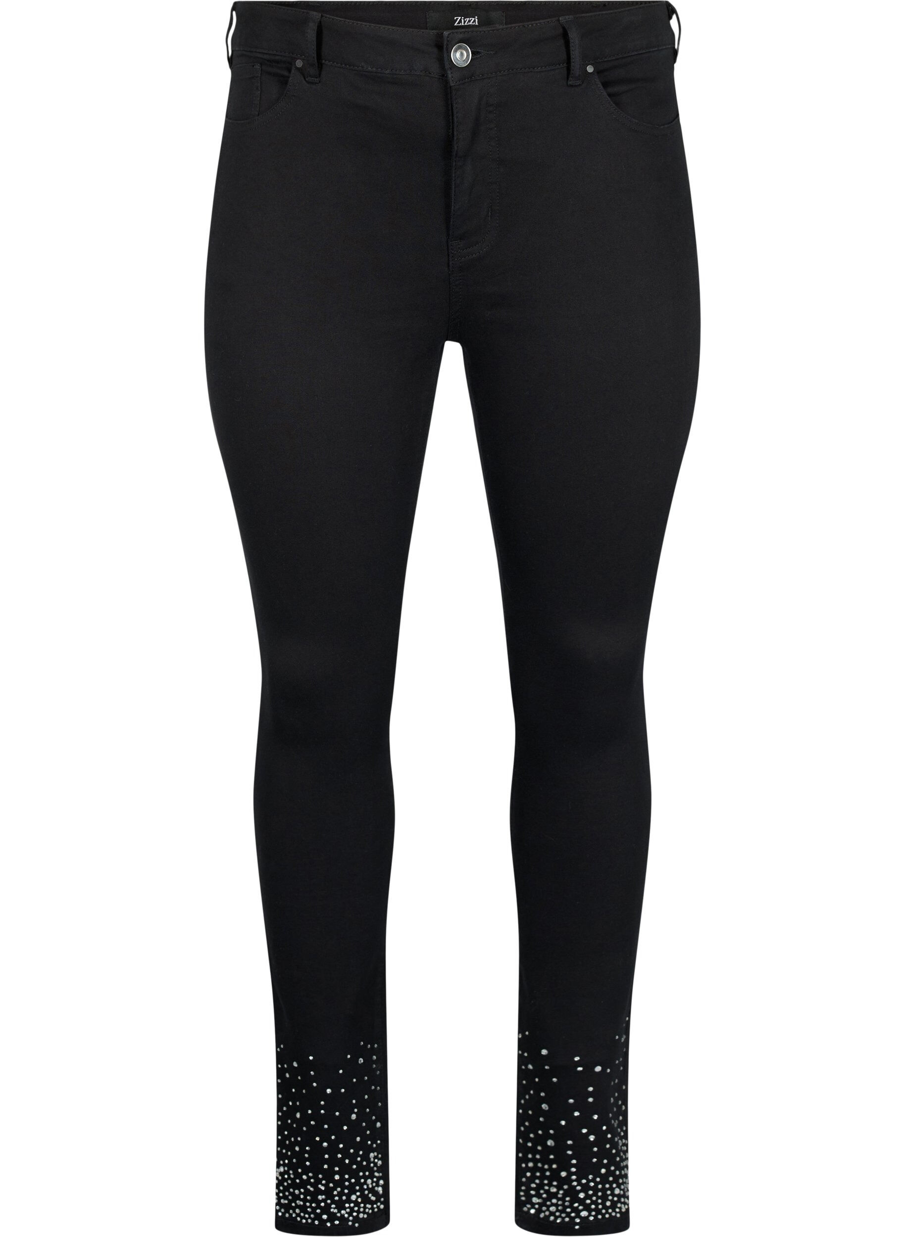 Zizzi H&oslash;jtaljede Amy jeans med similisten, Black, Packshot image number 0