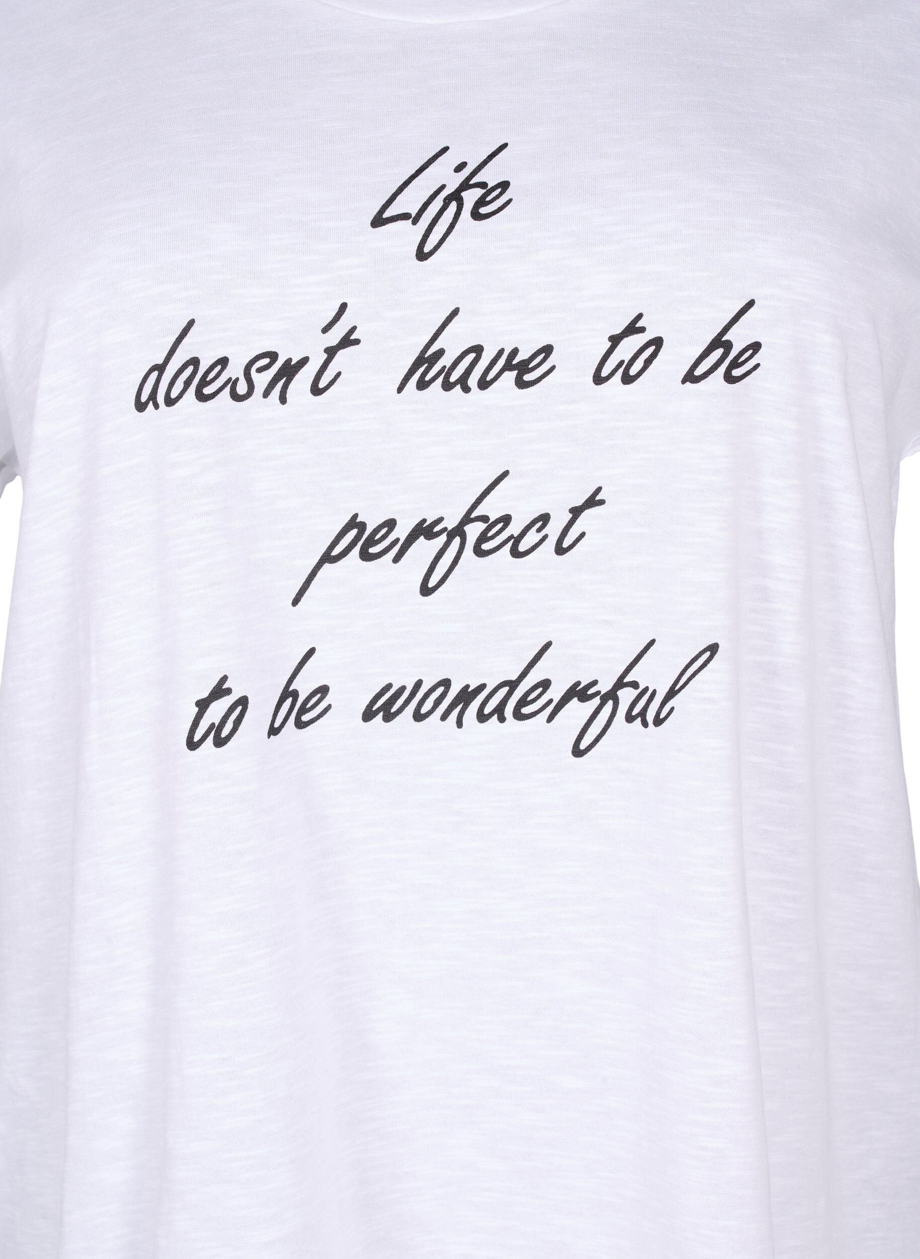 Zizzi T-shirt i &oslash;kologisk bomuld med tryk, B. White Black Print, Packshot image number 2