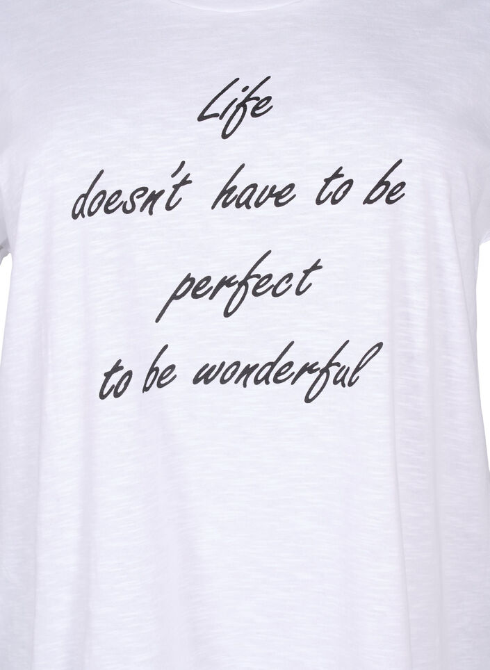 T-shirt i økologisk bomuld med tryk, B. White Black Print, Packshot image number 2