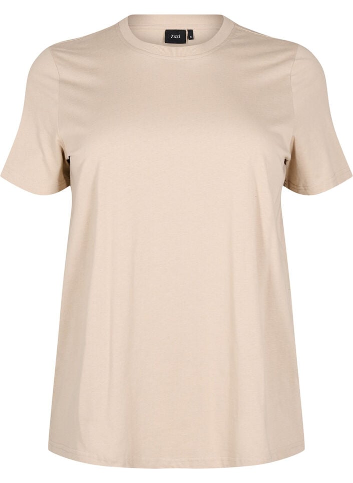 Basis t-shirt i bomuld med rund hals , Beige, Packshot image number 0