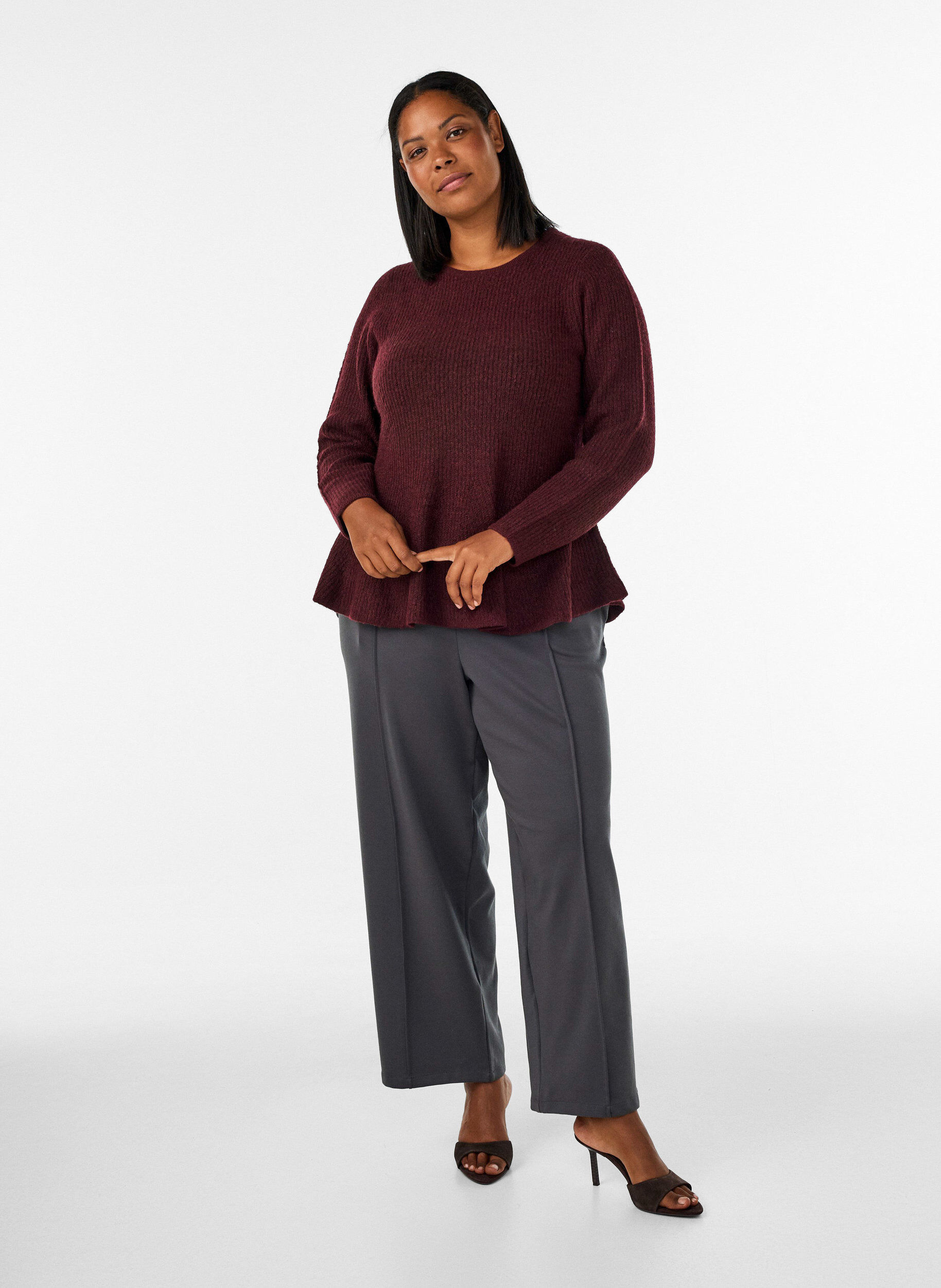 ZizziStrikbluse med A-form, R&oslash;d, Model image number 1