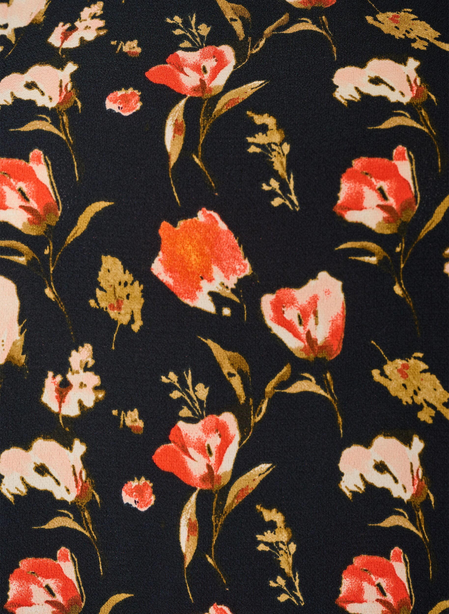 Zizzi Kjole med print og korte &aelig;rmer, Sort, Packshot image number 2