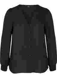 Skjorte med v-udskæring og smock, Black