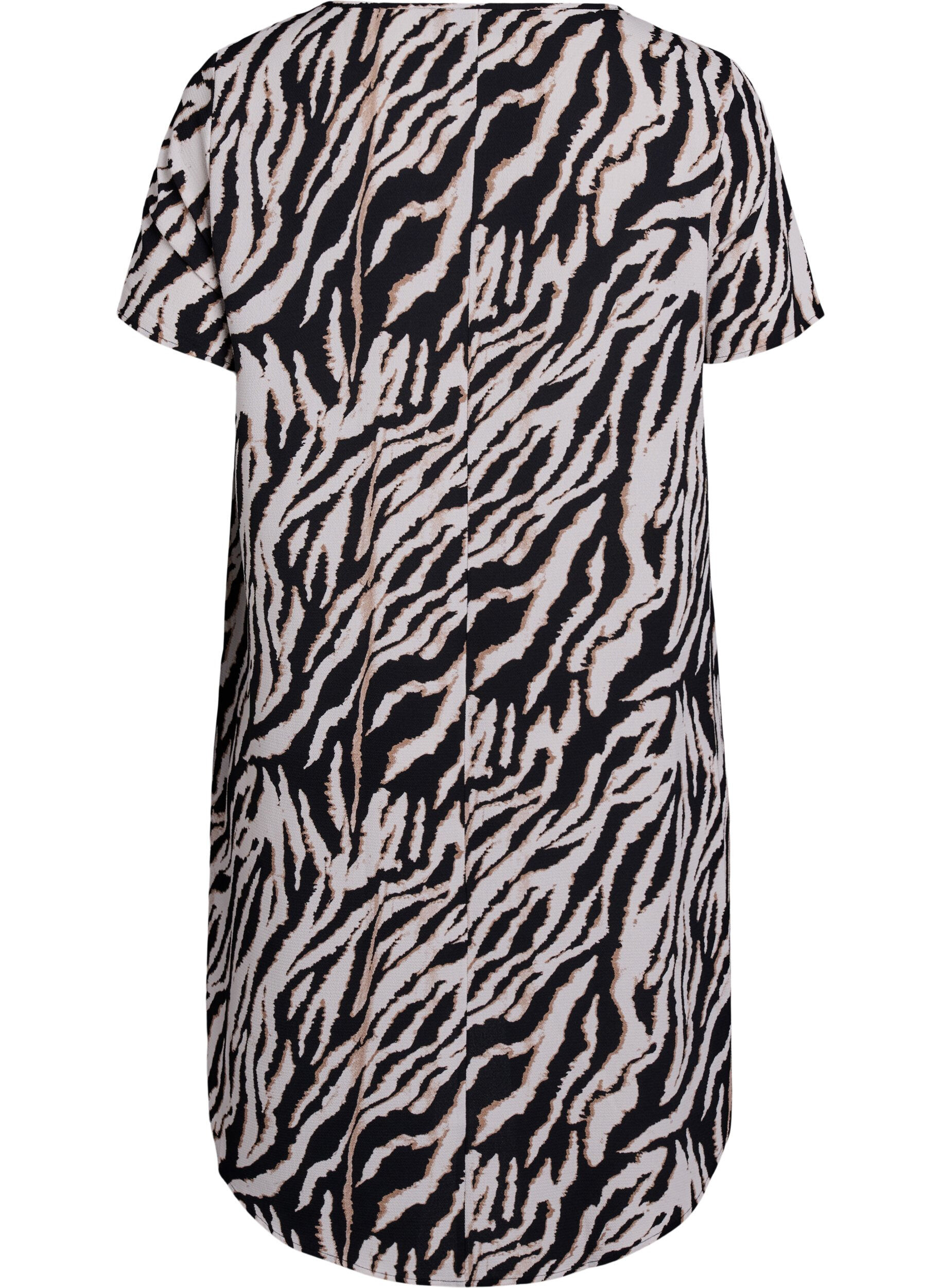 Zizzi Kjole med print og korte &aelig;rmer, Sort, Packshot image number 1