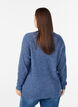 Meleret strikbluse med rund hals, Bl&aring;, Model image number 2