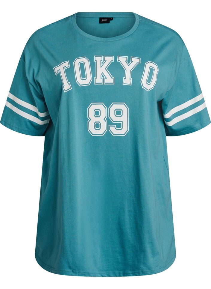 Sporty oversize college t-shirt, Bl&aring;, Packshot image number 0