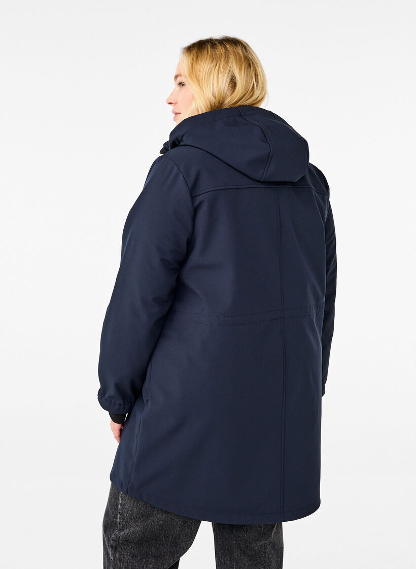 Softshell jakke med aftagelig h&aelig;tte, Bl&aring;, Model image number 2