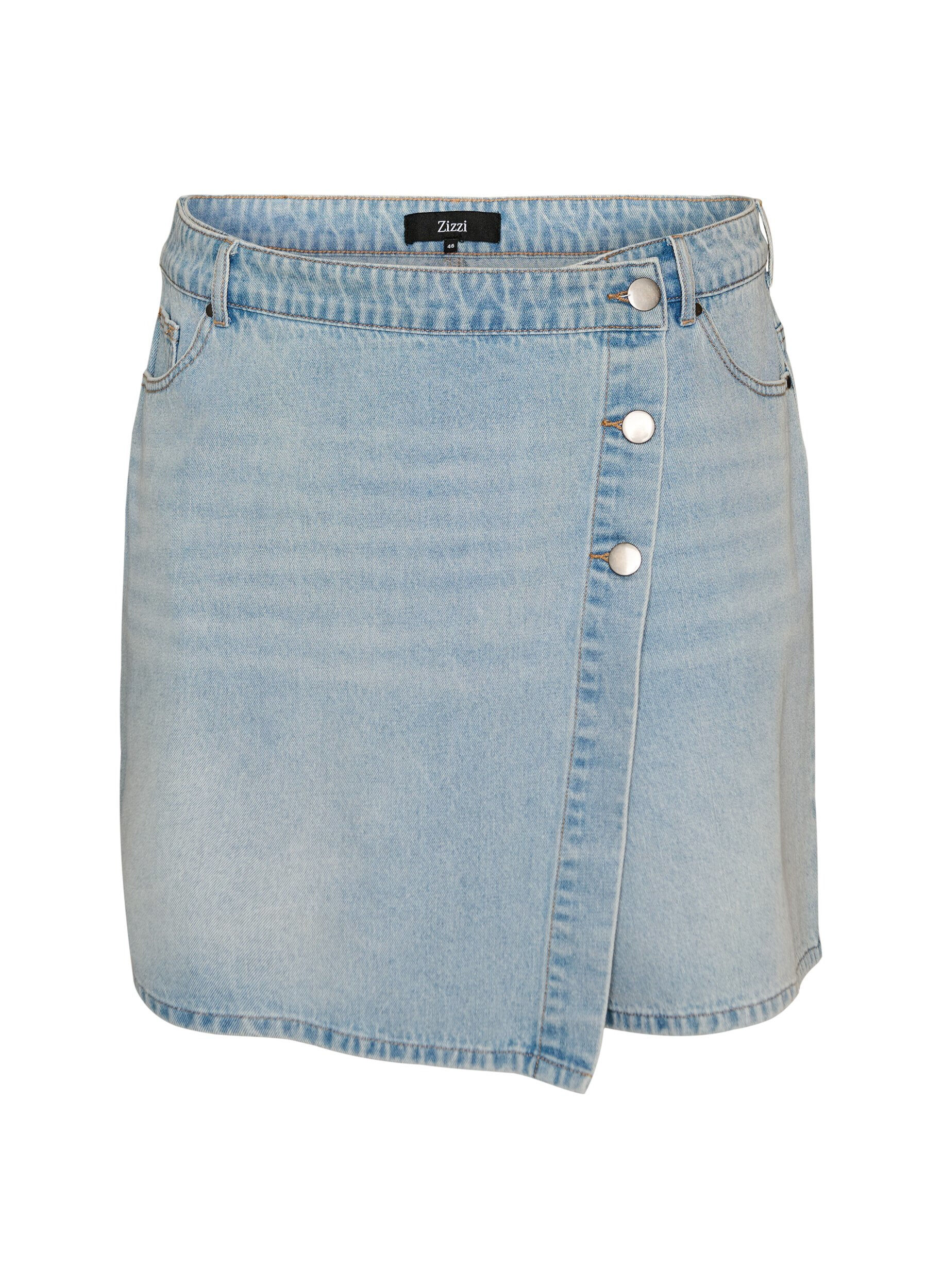ZizziDenimskorts med sl&aring;-om-effekt og h&oslash;j talje, Bl&aring;, Packshot image number 0