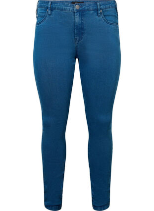 Højtaljede super slim Amy jeans, Mid Blue, Packshot image number 0