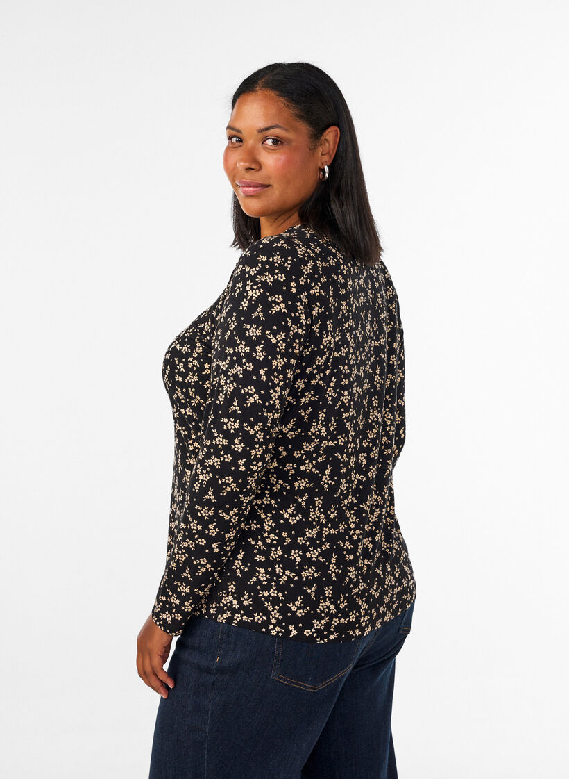 Bluse med lange &aelig;rmer, Sort, Model image number 2
