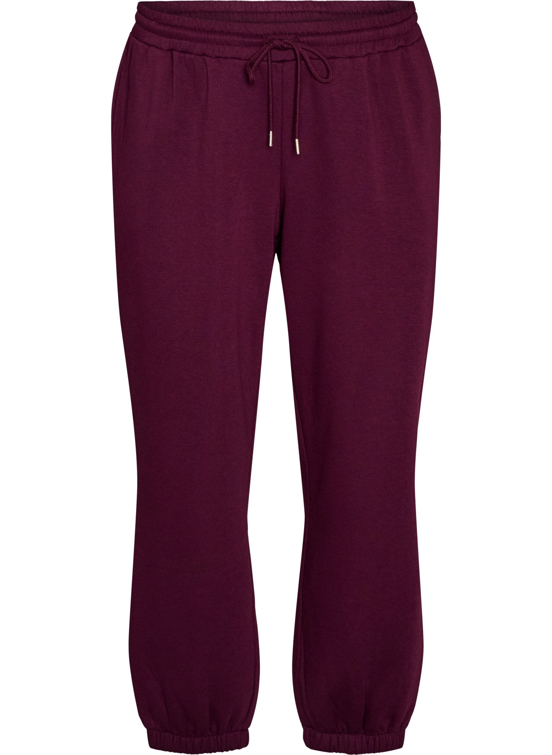 ZizziSweatpants med h&oslash;j talje og bindeb&aring;nd, Lilla, Packshot image number 0