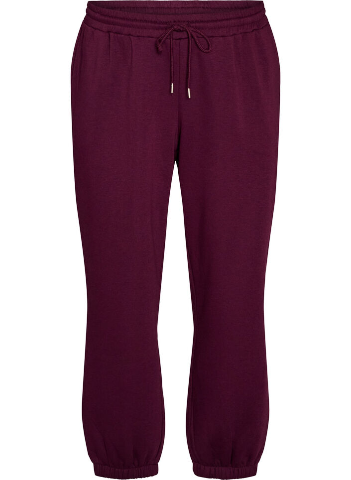 Sweatpants med h&oslash;j talje og bindeb&aring;nd, Lilla, Packshot image number 0