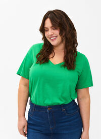 FLASH - T-shirt med v-hals, Kelly Green, Model