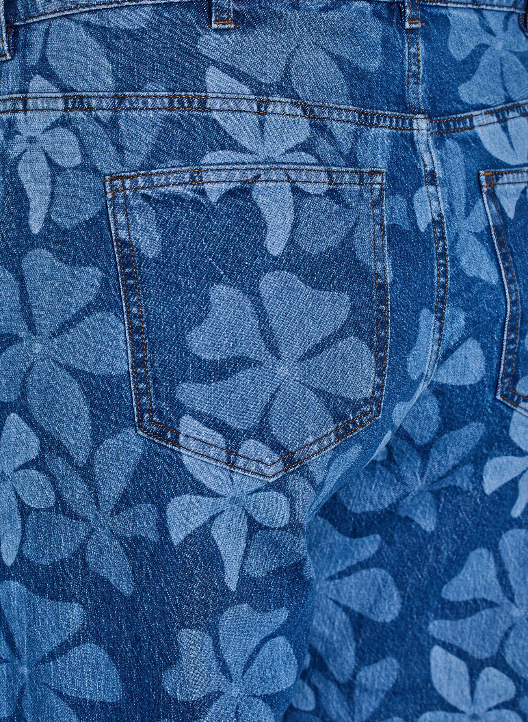 Zizzi Myra jeans i blomstret denim med wide fit, Bl&aring;, Packshot image number 3